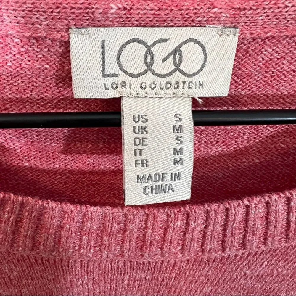 New Logo by Lori Goldstein Cotton Slub Knit Sweater w/ Angled Rib Hem | Size S